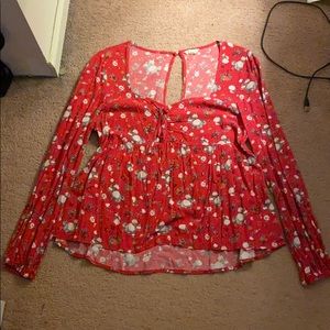 floral, long sleeved blouse